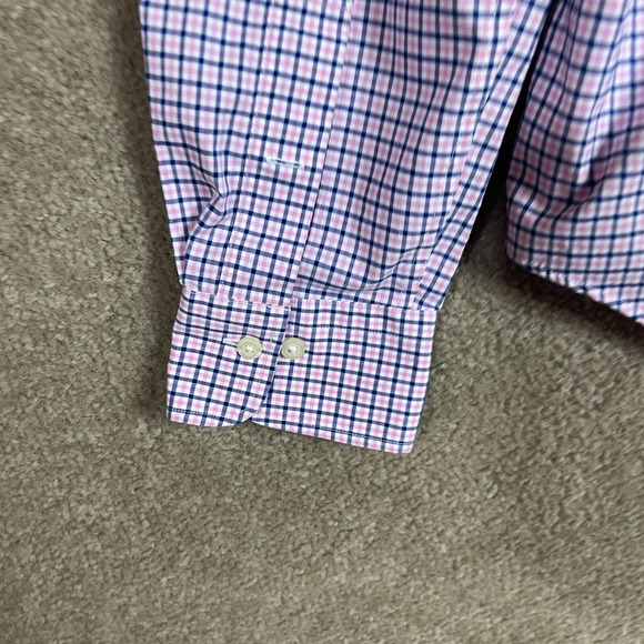 Lauren Ralph Lauren Dress Shirt Mens 16.5 Blue/Pink Classic Fit Checked Non Iron - Picture 9 of 10